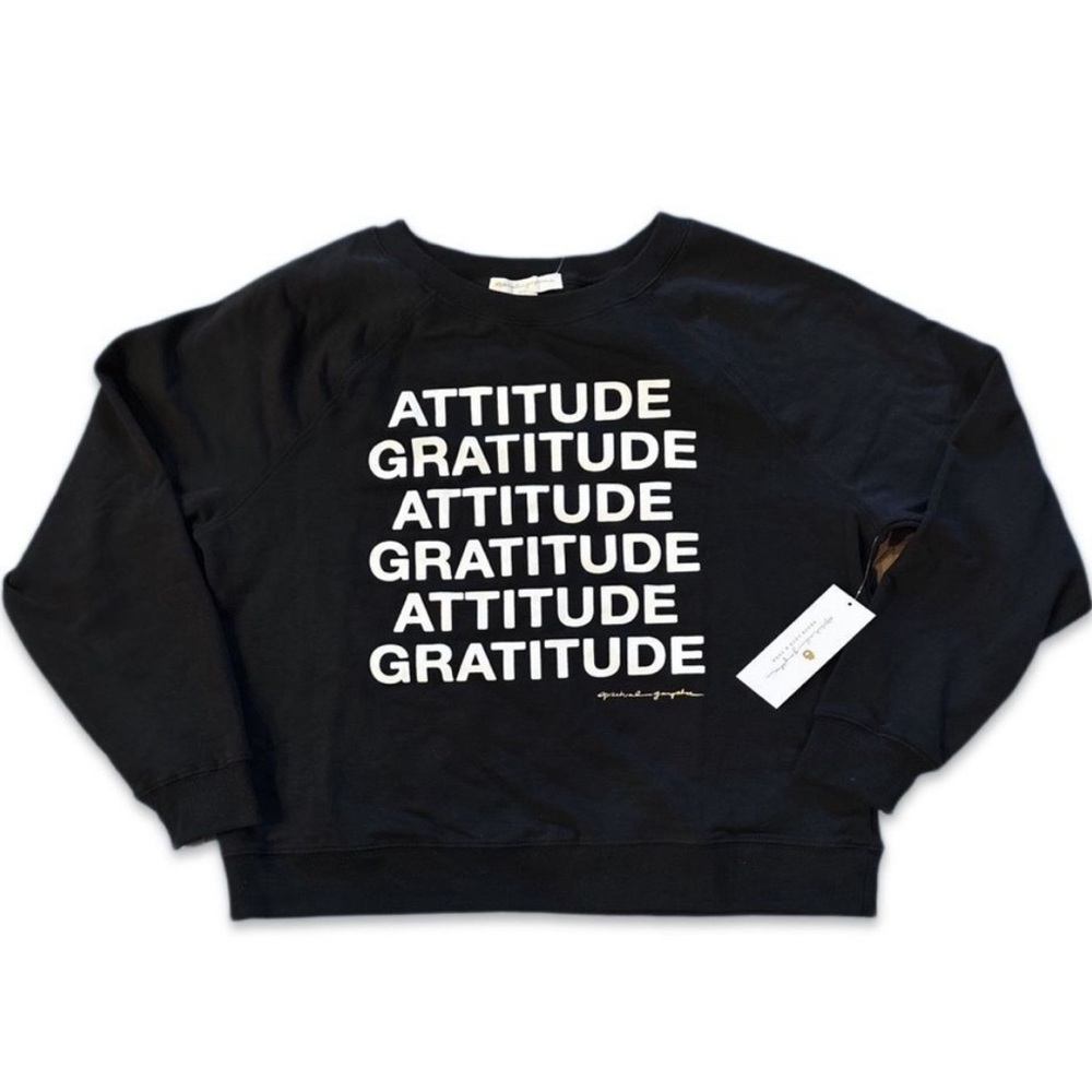 SPIRITUAL GANGSTER Attitude Gratitude  Black Solid Sweatshirt #12